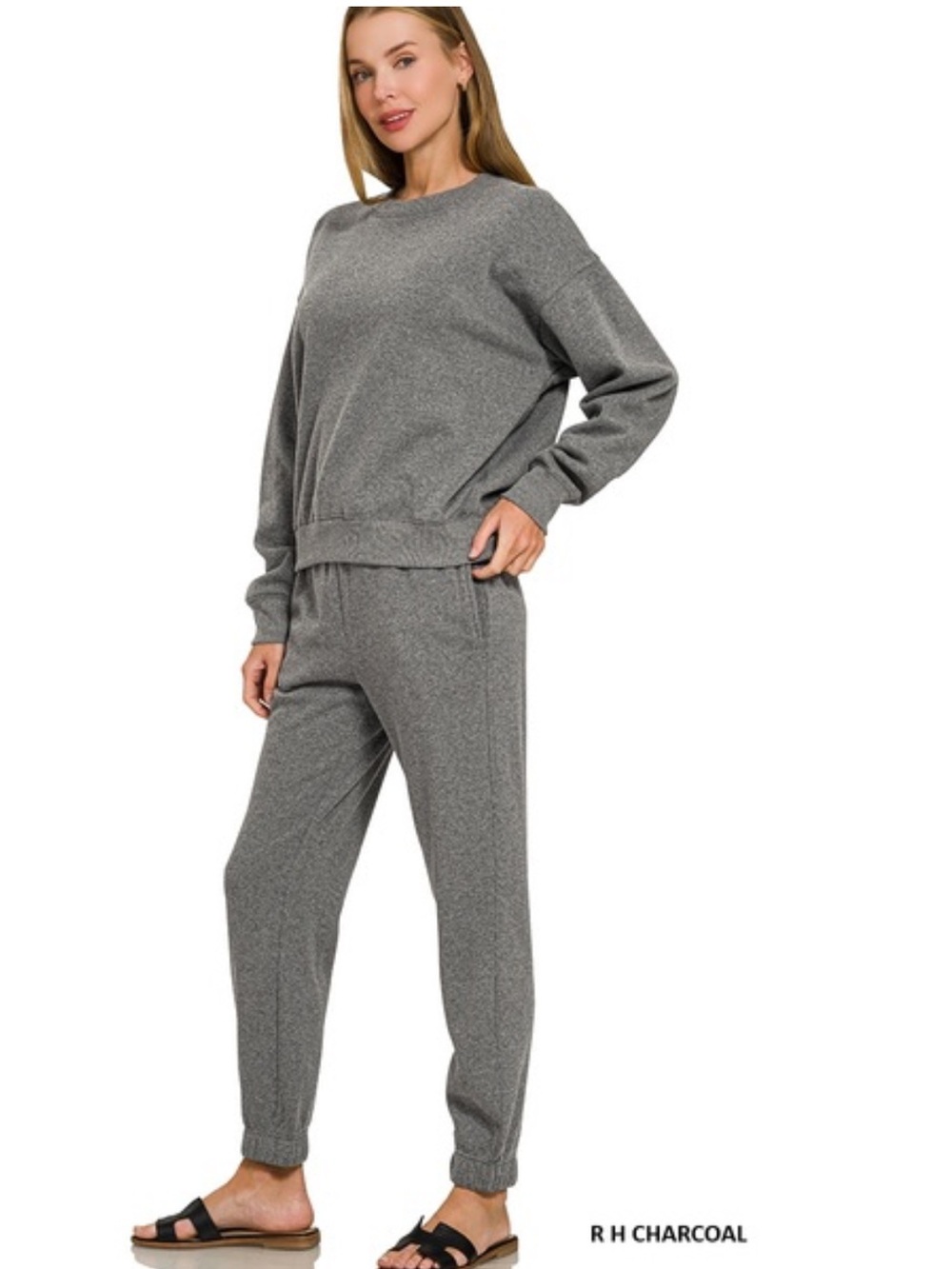 Charcoal ZENANA FLEECE LONG SLEEVE
PULLOVER & JOGGER SET